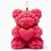 svíčka medvídek z růží červený