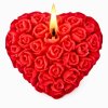 svíčka srdce s růžemi červená