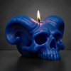 lebka s rohama svíčka modrá