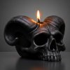 lebka s rohama svíčka černá