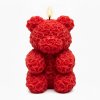 medvěd z růží svíčka červený