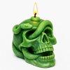 lebka s hadem svíčka zelená