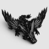 3D drak s křídly černý