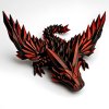 3D drak s křídly červenočerný