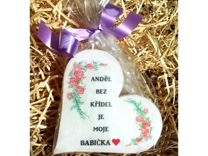 Dárková svíčka pro babičku - srdce 11 cm