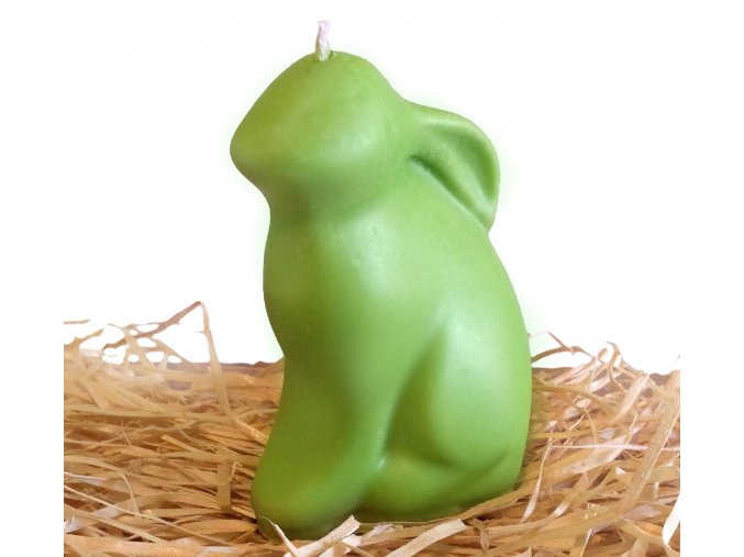 Svíčka - velikonoční velký sedící zajíc 12 cm zelený