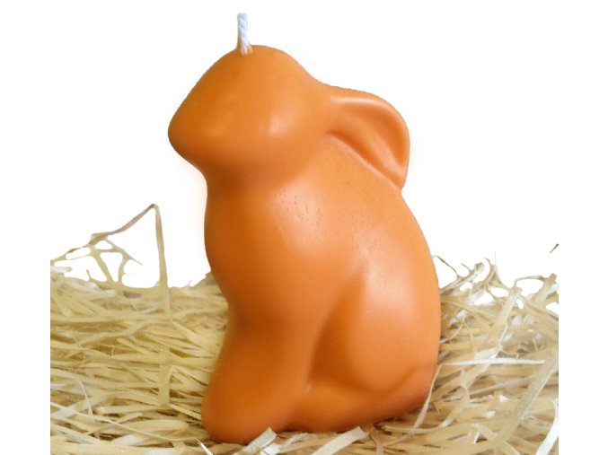 Svíčka - velikonoční velký sedící zajíc 12 cm oranžový