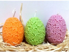 Sada svíček - tří barevných květovaných vajíček - a
