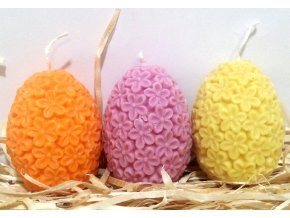 Sada svíček - tří barevných květovaných vajíček - e