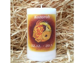 Svíčka se znamením zvěrokruhu - kozoroh - 11,5 x 7 cm - oranžová