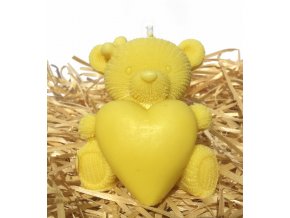 Svíčka - medvídek se srdcem žlutý