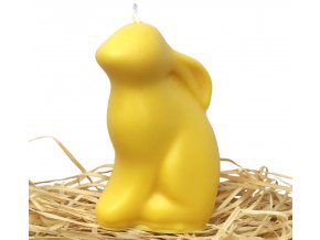 Svíčka - velikonoční velký sedící zajíc 12 cm žlutý