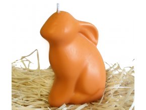 Svíčka - velikonoční velký sedící zajíc 12 cm oranžový