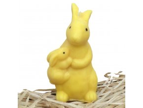 Svíčka - velikonoční zajíc se zajíčkem na boku 9.5 cm žlutý