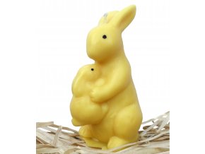 Svíčka - velikonoční zajíc se zajíčkem na břiše 10 cm žlutý