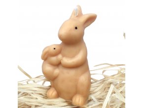 Svíčka - velikonoční zajíc se zajíčkem na boku 9.5 cm béžový