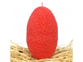 Svíčka s reliéfem - velké velikonoční květinové vajíčko 11.5 cm červené