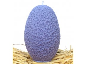 Svíčka s reliéfem - velké velikonoční květinové vajíčko 11.5 cm fialové