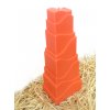 Svíčka - věž s reliéfem - sytě oranžová - 21 cm