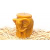 Svíčka ze včelího vosku - 3D slon na válci