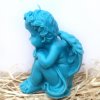 Svíčka - sedící anděl modrý 11 cm
