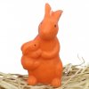 Svíčka - velikonoční zajíc se zajíčkem na boku 9.5 cm oranžový