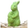 Svíčka - velikonoční zajíc se zajíčkem na břiše 10 cm zelený