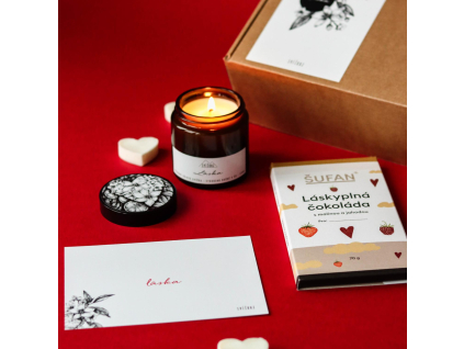 Dárková sada Láska - svíčka 120ml a čokoláda Šufan