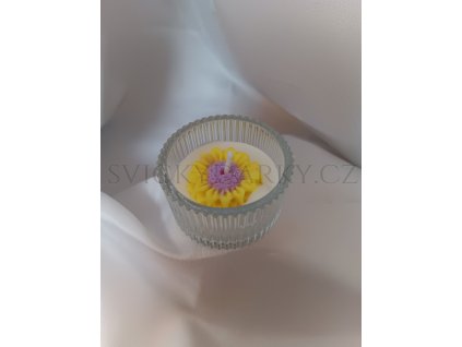 Čajová svíčka ve skle ŽLUTÁ KVĚTINA