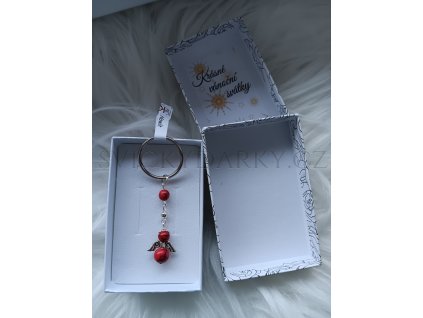 Klíčenka minerální andílek HOWLIT RED