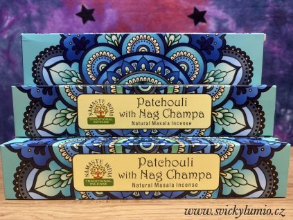 VONNÉ TYČINKY PAČULI S NAG CHAMPOU NAMASTE INDIA