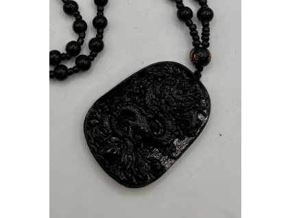 Amulet čínský drak | obsidián imitace
