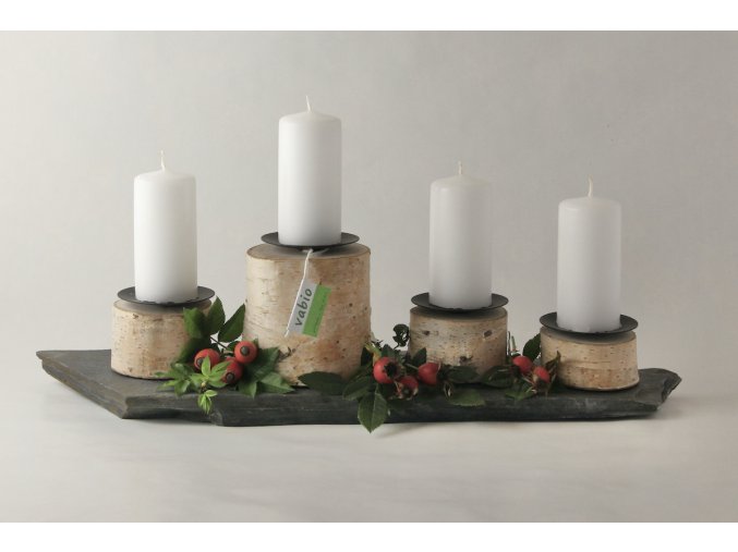 adventní svícen bříza a břidlice