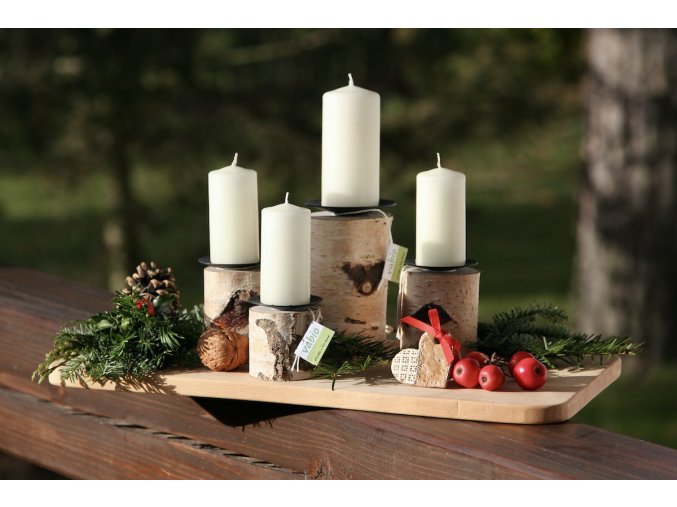 svícny  z břízy- vánoční dekorace