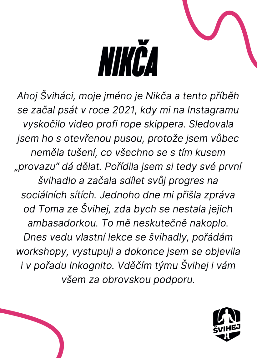 Nikola Pilařová – kartička zadní strana