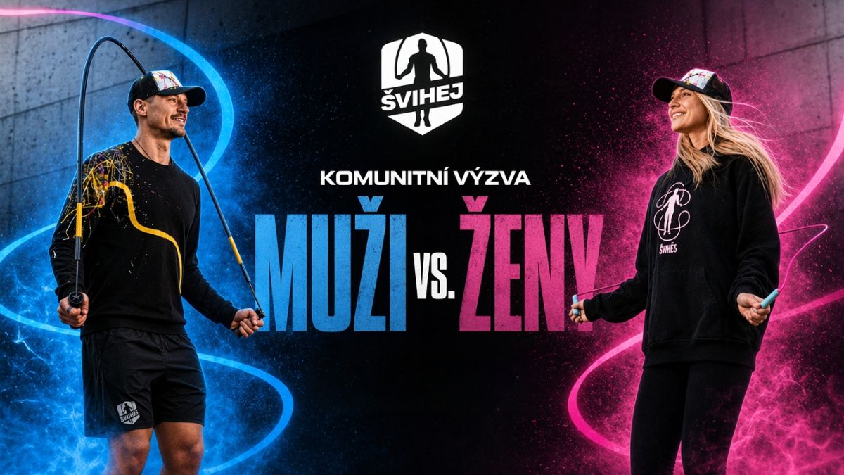 Muži vs ženy komunitní challenge ve skákání přes švihadlo Švihej