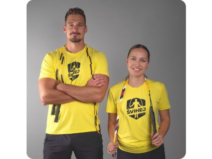 Nový merch legíny, žluté trika, progress, černé trika