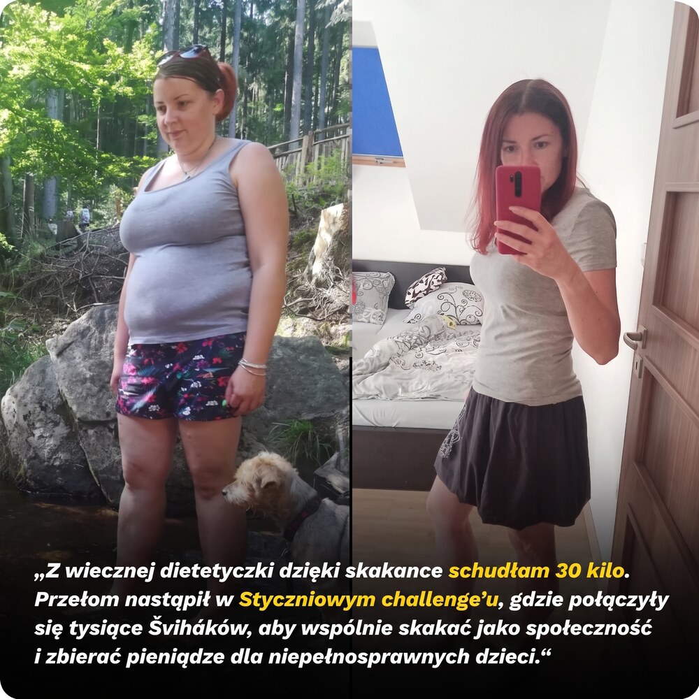 Przemiana Šviháka – kobieta schudła 30 kg dzięki skakance i Styczniowemu wyzwaniu Švihej, z wiecznej dietowiczki w szczupłą sylwetkę