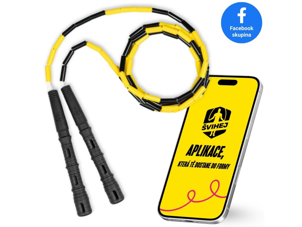 Švihadlo Katana Rope 3v1 s korálkami Vyber farbu rukovätí:: Červené, Vyber farbu korálikov: Bielo/čierna