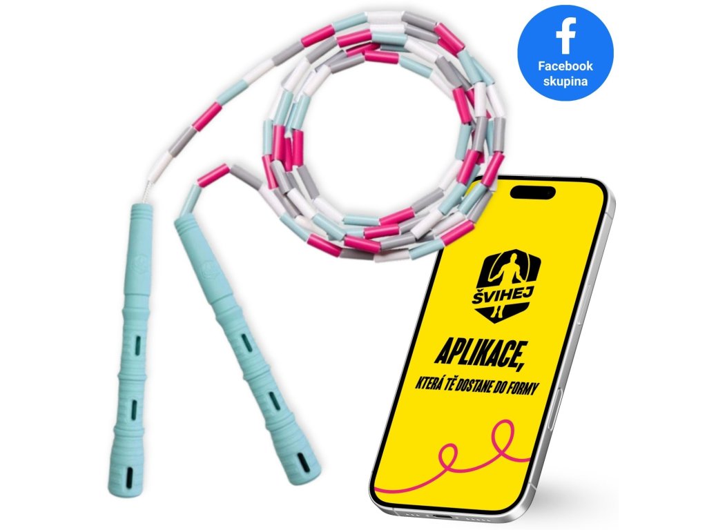 Švihadlo Katana Rope 3v1 s korálkami Vyber farbu rukovätí:: Červené, Vyber farbu korálikov: Čierno/zelená