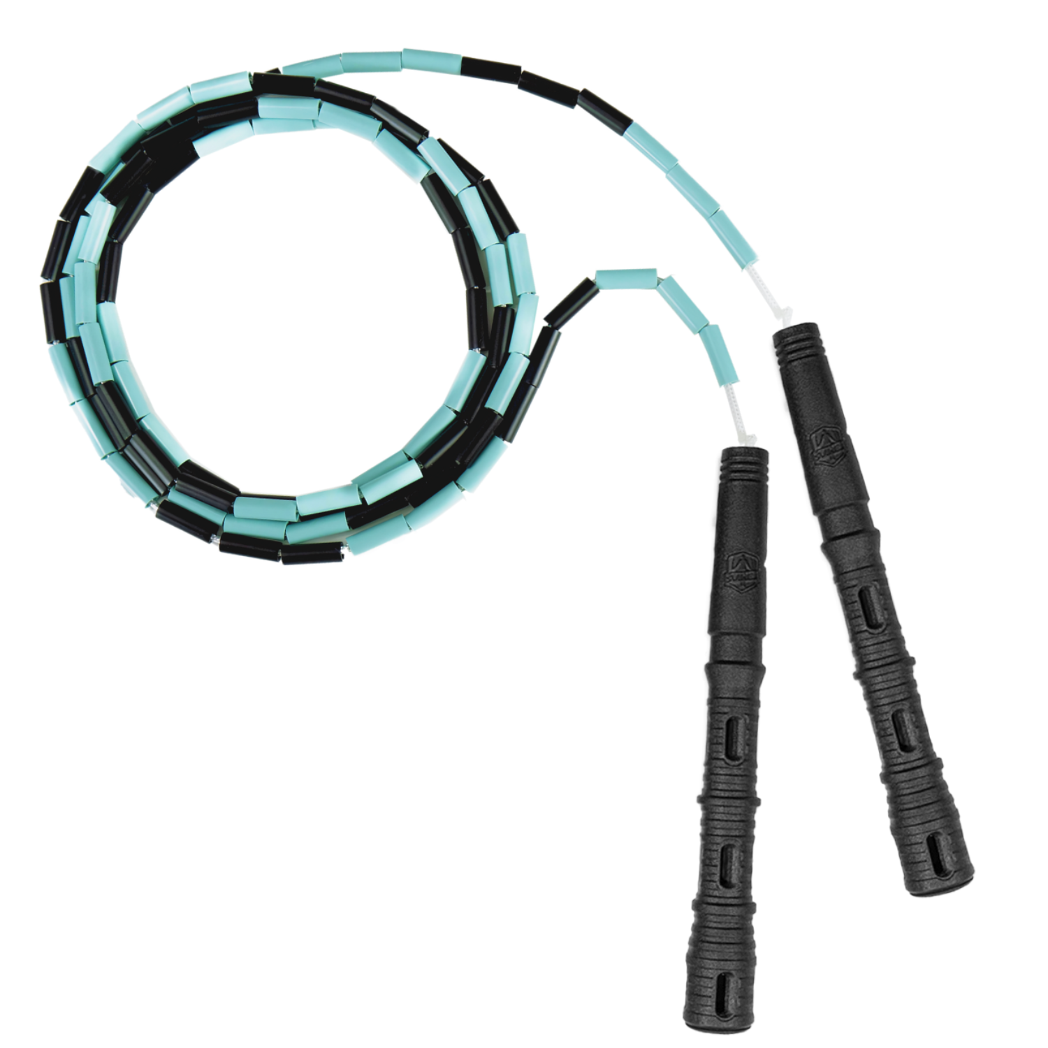 Korálkové Katana Rope - švihadlo pre začiatočníkov, nastaviteľná dĺžka, vhodné na chudnutie. Vyber farbu rukovätí:: Čierne, Vyber farbu korálikov: Čierna/mint