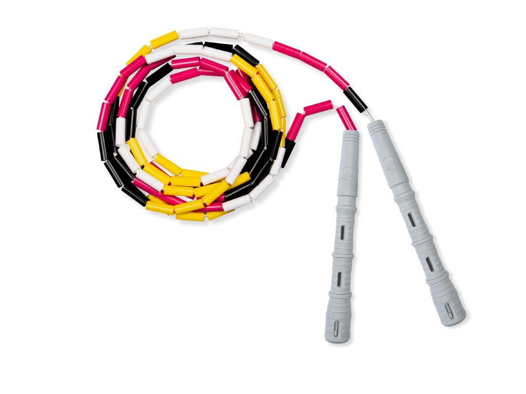 Korálkové Katana Rope - švihadlo pre začiatočníkov, nastaviteľná dĺžka, vhodné na chudnutie. Vyber farbu rukovätí:: Šedé, Vyber farbu korálikov: ŠVIHEJ