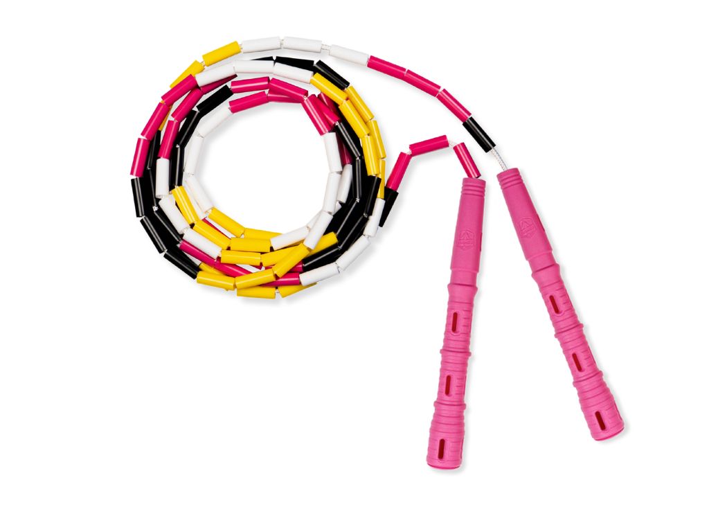 Korálkové Katana Rope - švihadlo pre začiatočníkov, nastaviteľná dĺžka, vhodné na chudnutie. Vyber farbu rukovätí:: Ružové, Vyber farbu korálikov: ŠVIHEJ