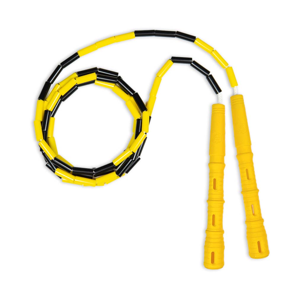 Korálkové Katana Rope - švihadlo pre začiatočníkov, nastaviteľná dĺžka, vhodné na chudnutie. Vyber farbu rukovätí:: Žlté, Vyber farbu korálikov: Žlto/čierna