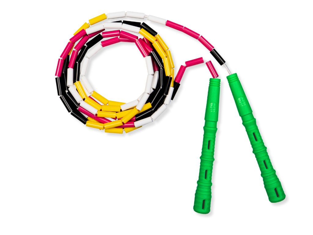 Korálkové Katana Rope - švihadlo pre začiatočníkov, nastaviteľná dĺžka, vhodné na chudnutie. Vyber farbu rukovätí:: Zelené, Vyber farbu korálikov: ŠVIHEJ