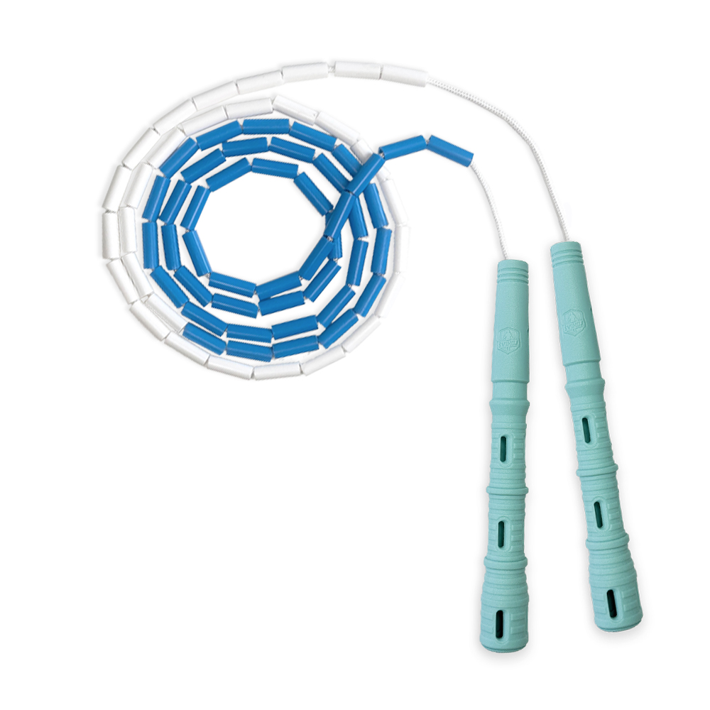 Korálkové Katana Rope - švihadlo pre začiatočníkov, nastaviteľná dĺžka, vhodné na chudnutie. Vyber farbu rukovätí:: Mint, Vyber farbu korálikov: Bielo/modrá v spolupráci s refcoach