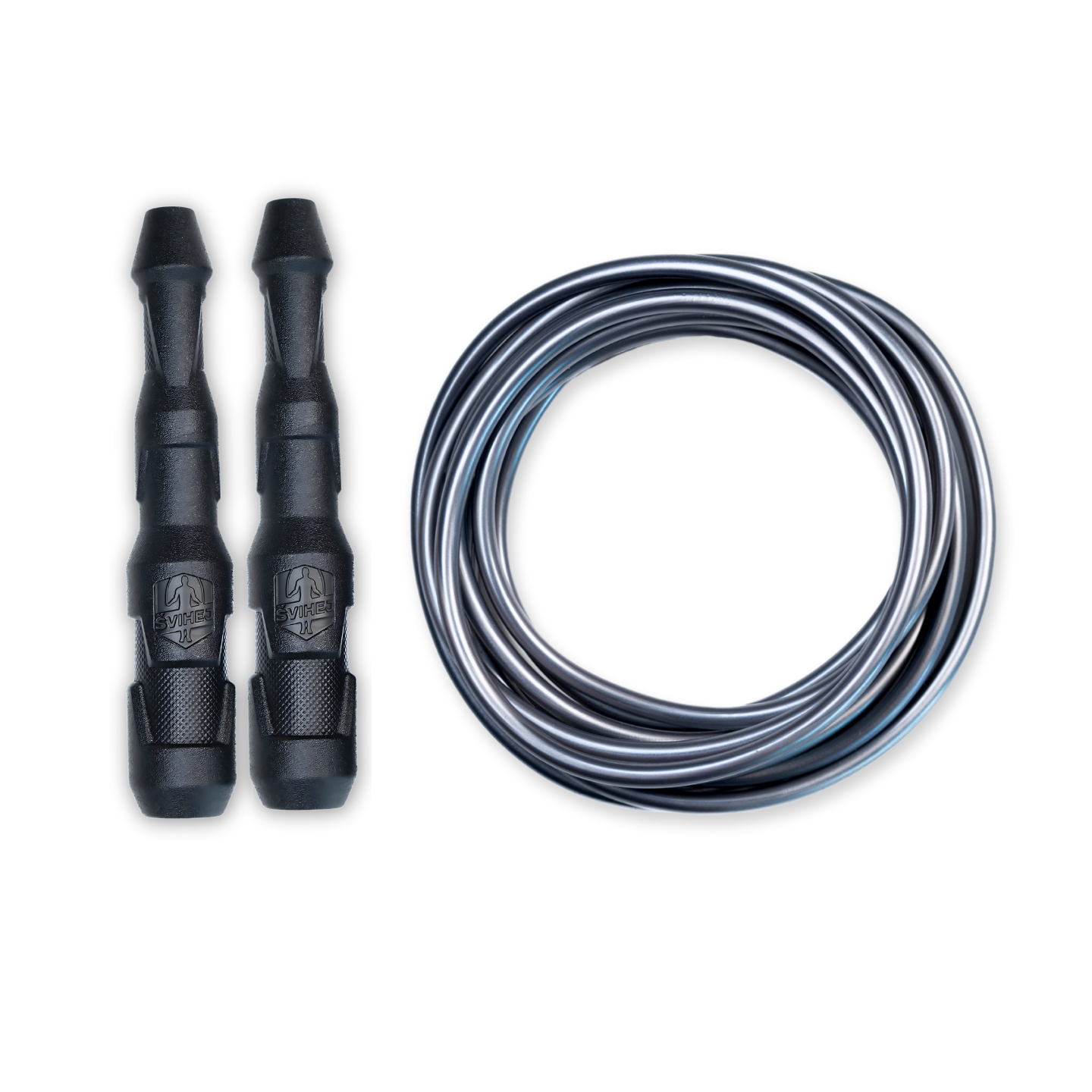 Ninja Rope | Švihej.sk Vyber farbu rukovätí:: Čierne, Vyber priemer lanka:: 5mm (muži), Farba lanka: Strieborná