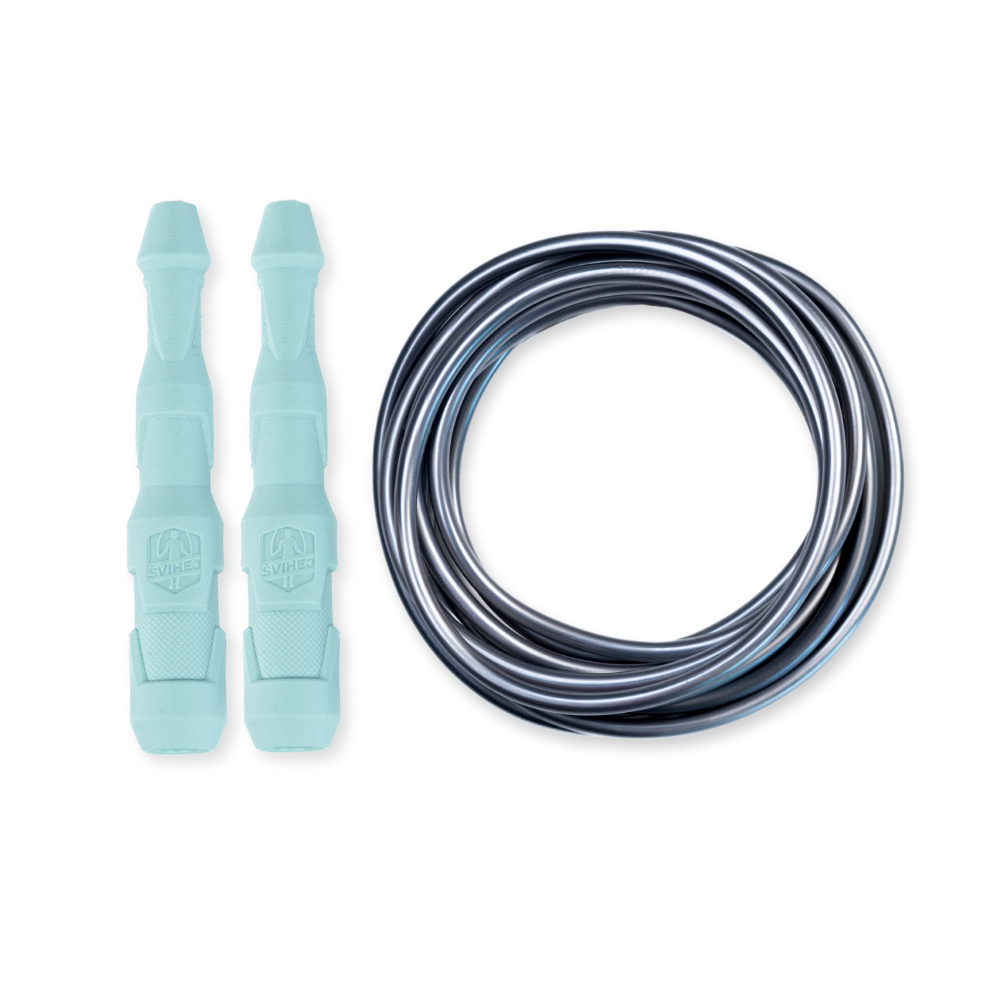 Ninja Rope | Švihej.sk Vyber farbu rukovätí:: Mint, Vyber priemer lanka:: 5mm (muži), Farba lanka: Strieborná