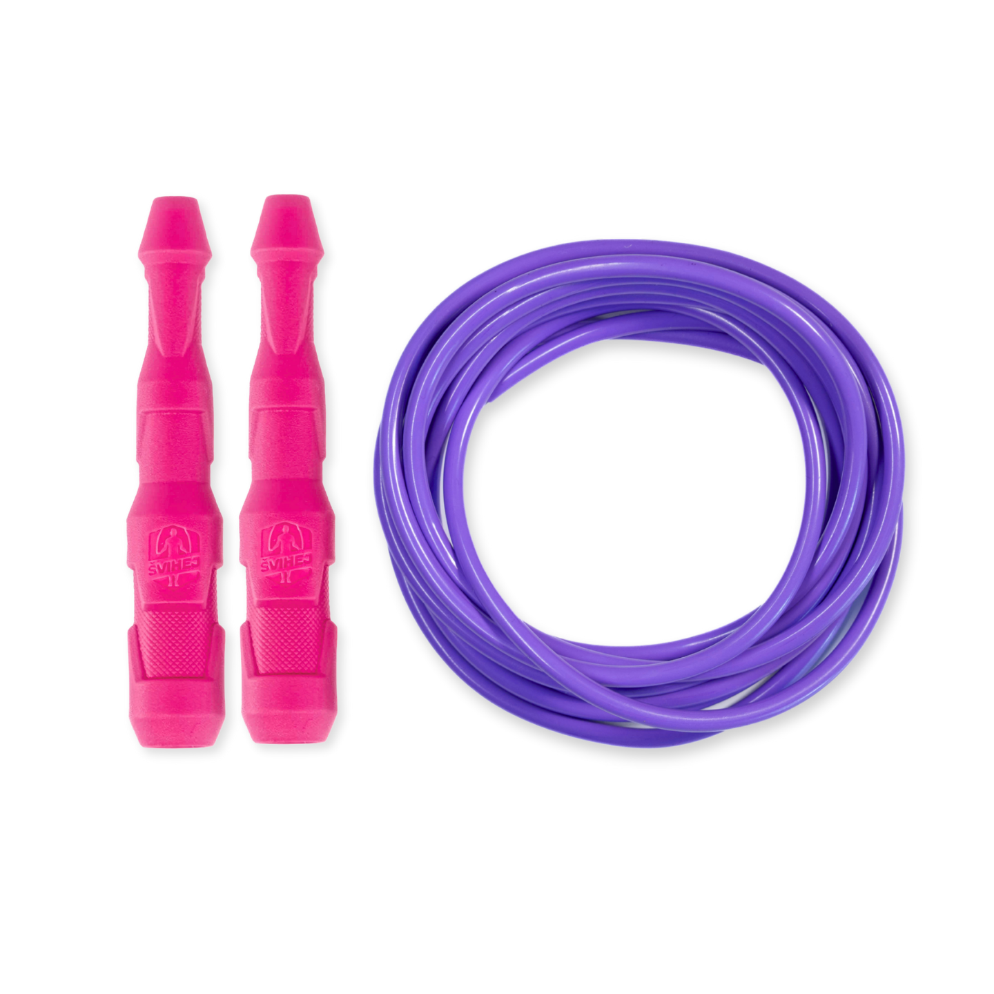 Ninja Rope - Švihadlo na kondícii, nastaviteľná dĺžka, vhodné ako parťák do fitka. Vyber farbu rukovätí:: Ružové, Vyber priemer lanka:: 4 mm – ľahšie a rýchlejšie (odporúčané pre ženy a deti), Farba lanka: Fialová