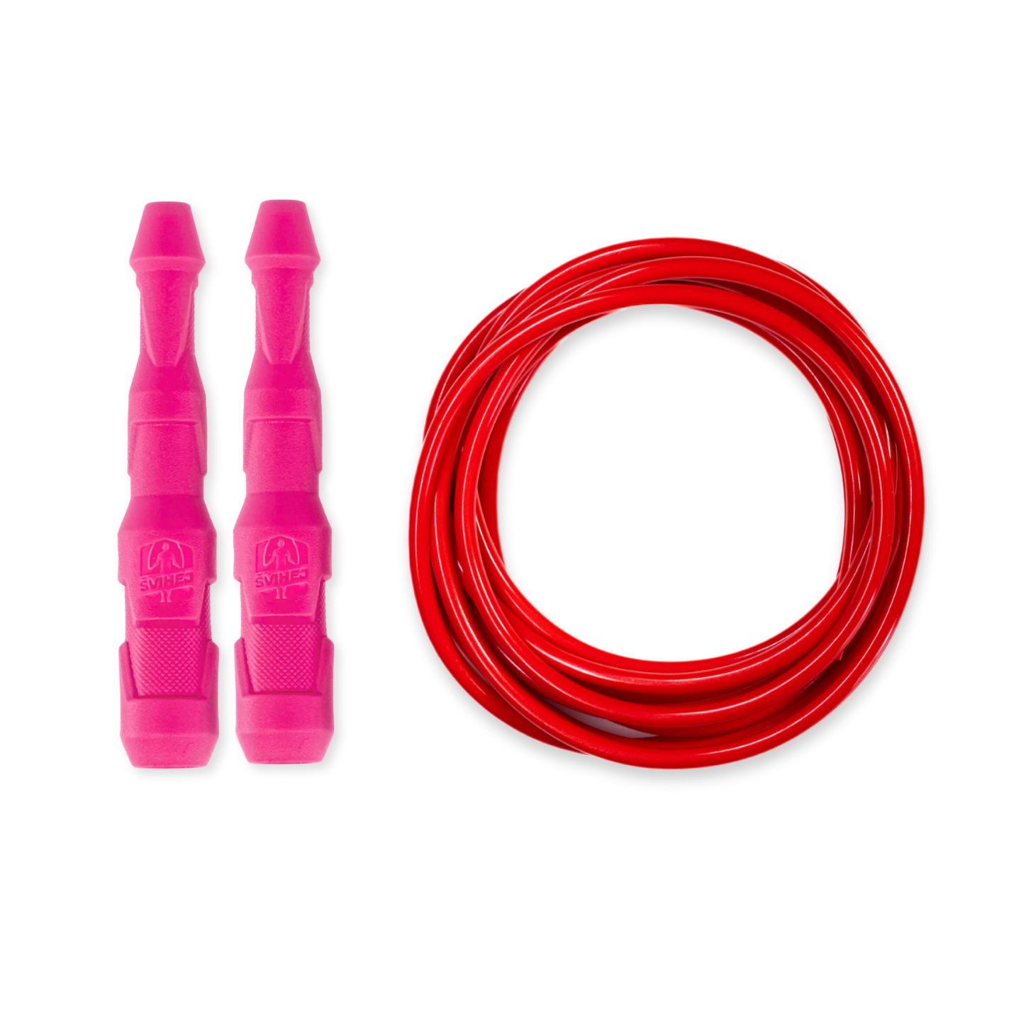 Ninja Rope - Švihadlo na kondícii, nastaviteľná dĺžka, vhodné ako parťák do fitka. Vyber farbu rukovätí:: Ružové, Vyber priemer lanka:: 5 mm – ťažšie a silovejšie (odporúčané pre mužov), Farba lanka: Červená